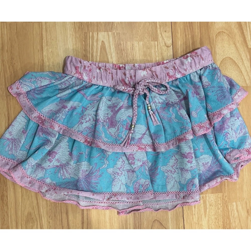 LoveShackFancy x Hurley Under The Sea Coverup Bathingsuit Tiered Ruffle Skirt XS